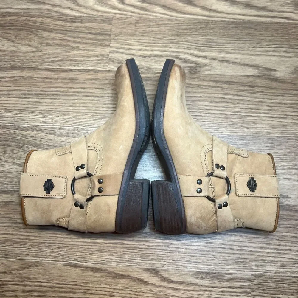 Harley Davidson Abbington Tan D84493 Women's 6 M Harness Ankle Boots